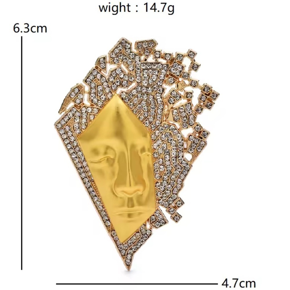 Gaze Abstract Face Crystal Brooch - Picture 6 of 7